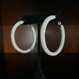 Silver textured hoops